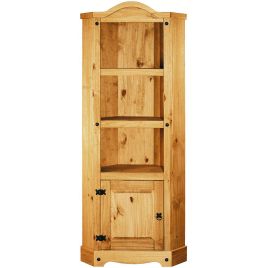 Waltham Distressed Solid Waxed Light Pine Corner Display Unit - Natural