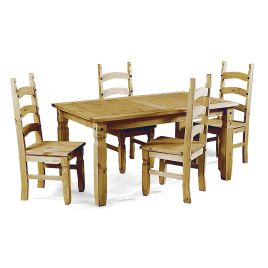 Waltham Distressed Solid Waxed Light Pine Dining Set with 4 Chairs - Natural