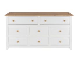 LOGAN White Chest of Drawers - Large-sized, 8 Drawers