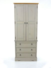 CECILIA 2 Door Wardrobe with 3 Drawers Grey - 76cm