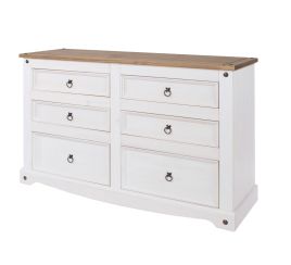 COBURG White Chest of Drawers - Large-sized, 6 Drawers