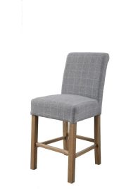 RIVARO Lowestoft Bar Stool Set of 2 - Check Grey