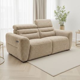 AVERLEIGH Boucle Fabric 3 Seater Recliner Sofa - Beige