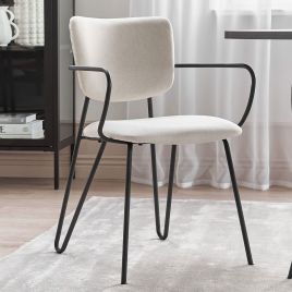 Set of 2 Fabric Dining Chairs Cream ELKO