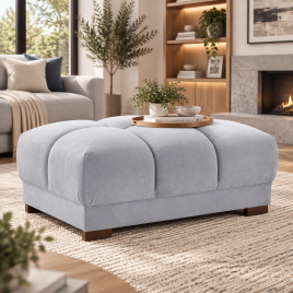 Footstool - SUSAN Plush Velvet Foostool Grey 125cm