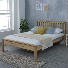 Kingsize Bed - BORSET 5ft Wooden Bed Oak Finish