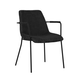 CARVEN Velvet Dining Chair with Arms Set of 2 - Black