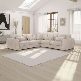 ANDREW Velvet Large Corner Sofa - L Shaped - Mocha