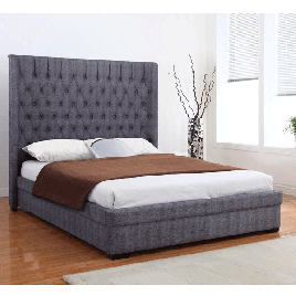 Dorchester High-Appealing Headboard Luxuries Classic Linen Bed Frame in Dark Grey - Super Kingsize