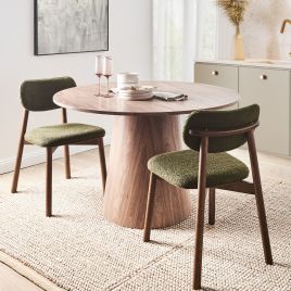 LIMLS Set of 2 Dining Chairs Boucle Dark Green