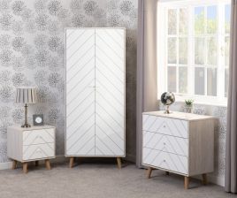 DIXIE 2 Door Wardrobe Set 3 Peice - Oak and White