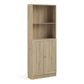 WRAYNE Tall Wide Display Cabinet Combination Storage with 4 Shelves and 2 Doors - Oak