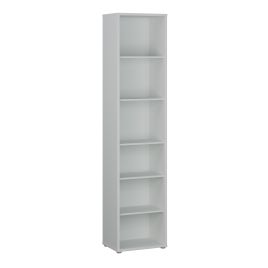AVELINE Tall Narrow Bookcase with 5 Shelves - Light Grey