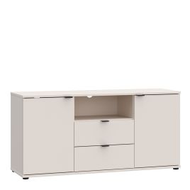 HELION TV Unit Cabinet with Open Shelf, 2 Drawers and 2 Doors - Sand