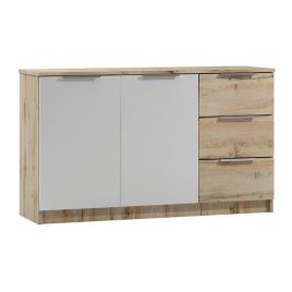 MARVELLO 2 Door Sideboard with 3 Drawers - White with Light Oak
