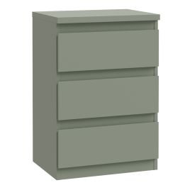 EDMONT Bedside Table with 3 Drawers - Sage Green