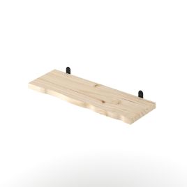 CHUNK Chunky Live Edge Shelf with L Bracket Kit - Light Wood - 60cm