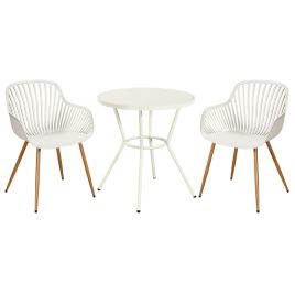 RAVINA 3 Piece Garden Bistro Set - Sunray Armchairs - White
