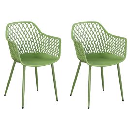 RAVINA 2 Piece Lattice Bistro Garden Armchairs - Moss Green
