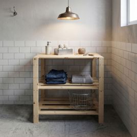 CHUNK 3 Shelf Heavy Duty Slatted Storage Unit - Light Wood