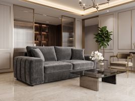 PENLEIGH Fabric 3 Seater Sofa - Grey