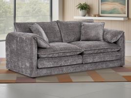 RIVINGTON Chenille Fabric 3 Seater Scatterback Sofa - Grey