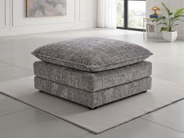 RIVINGTON Chenille Fabric Footstool - Grey