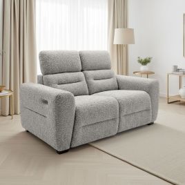 AVERLEIGH Boucle Fabric 2 Seater Recliner Sofa - Grey