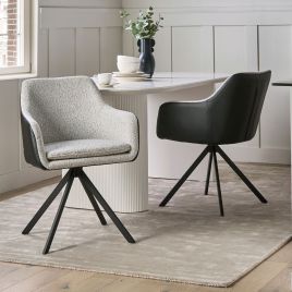 FULWORTH Fabric Dining Chairs - Set of 2 - Black with White