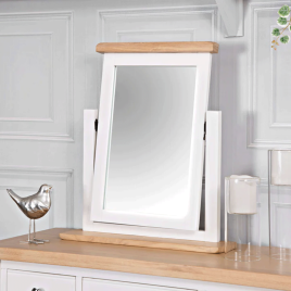 Quantum Free Standing Trinket Mirror - White and Oak