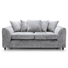 CARDIFF Crushed Chenille Fabric 3 Seater Sofa - Light Grey