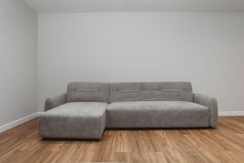 WALCOTE Fabric 4 Seater L Shaped Corner Sofa Bed - Grey, Reversible Facing