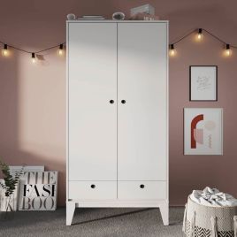 FOGGIA 2 Door Wardrobe with 2 Drawers White Matt - 92cm