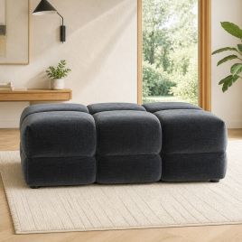 STACIE Fabric Footstool - Black