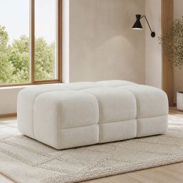 STACIE Fabric Footstool - Natural