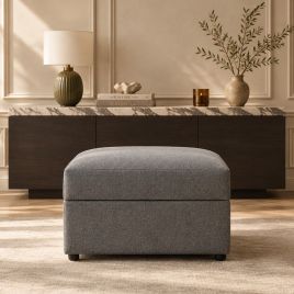 Brugger Solid Wood Tufted Design Footstool - Grey