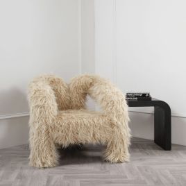 FREYN Faux Mongolian Multi Purpose Chair - Ivory