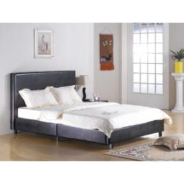 Luxurious Purbeck Black Faux Leather Effect Bed with High Headboard Opulent Style - 3ft Single