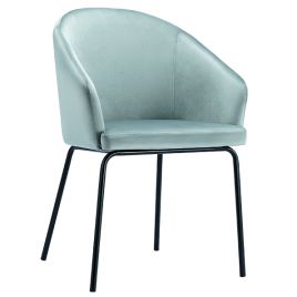 Bristol Luxurious Grey Velvet Dining Chair Set with Black Metal Legs - 2 Piece
