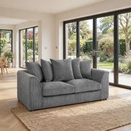 DAVIS Scatterback Jumbo Cord 3 Seater Sofa - Grey