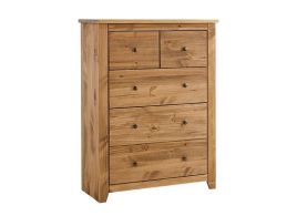 Pine Finish Chest of Drawers - HARLAN Medium Chest 5 Drawers