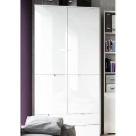 SARNIA 2 Door Wardrobe with 2 Drawers White - 100cm
