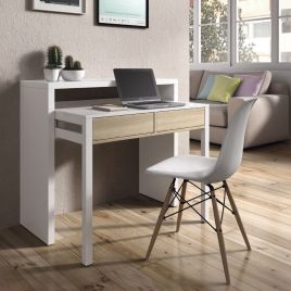 Modern Design 2 Drawer Desk - White and Oak
