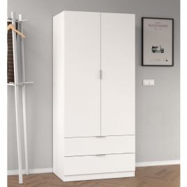 HARVEY 2 Door Wardrobe with 2 Drawers White - 81cm