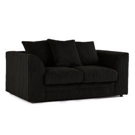 OXFORD Jumbo Cord 2 Seater Scatterback Sofa - Black