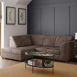 BLAKE Jumbo Cord 4 Seater Fullback Corner Sofa - L Shaped - Left Hand Facing - Coffee