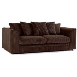 OXFORD Jumbo Cord 3 Seater Scatterback Sofa - Chocolate Brown