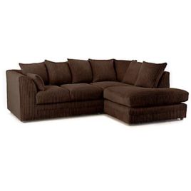 DANIEL Jumbo Cord 4 Seater L Shaped - Right Hand Facing Corner Sofa - Chocolate