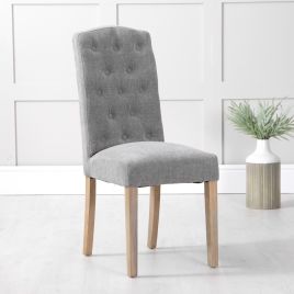 LIGNUM Cushioned Seat Pad Curved Top Dining Chair Set of 2 - Grey
