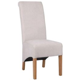 JOVIAN Fabric Scroll Oak Dining Chair Set of 2 - Natural